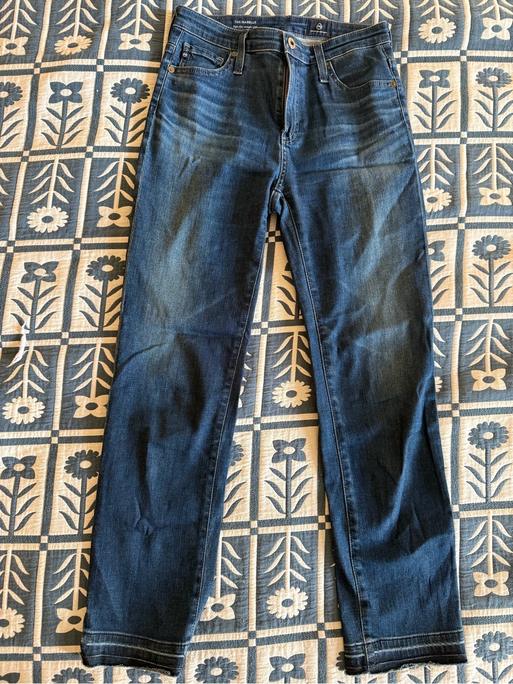 Ag Adriano Goldschmied Women's Dark Blue Straight Leg Jeans